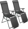 Two dark gray reclining garden chairs are shown against a white background. Voir les images du produit
