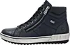 A side view of a blue leather high-top sneaker with a zipper. Produktbild-Vorschau