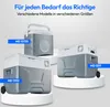 Three different sizes of portable electric coolers are displayed on white pedestals against a light gray and white background. Produktbild-Vorschau