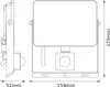 Technical drawing of a floodlight with dimensions. Anteprima dell’immagine prodotto