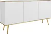 A white sideboard with gold legs and trim against a white background. Produktbild-Vorschau