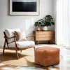Vintage Pouf Sitzkissen Hocker aus Leder Fjord Produktbild-Vorschau 4