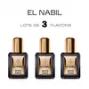 Three bottles of El Nabil White Coco perfume are displayed against a white background, with text indicating a set of 3 bottles. Anteprima dell’immagine prodotto