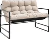 A taupe garden bench with a black metal frame, shown against a white background. Náhled obrázku produktu