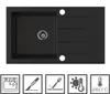 Küchenspüle Granit schwarz, Einbauspüle 76x44 mit Siphon Produktbild-Vorschau 3