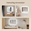 Collage showing a bathroom mirror with LED lighting, a closet with clothes, and a dresser with a mirror. Náhled obrázku produktu
