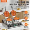 A dual-row waffle maker with text overlays highlighting its features. Náhled obrázku produktu