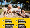 Two children playing in a wooden sandbox in a sunny outdoor setting. Produktbild-Vorschau