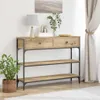 A console table with two drawers and two shelves, decorated with a lamp, a plant, and a decorative object. Náhľad obrázku produktu