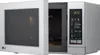 A silver LG microwave oven with the door open, showing the interior and the control panel. Produktbild-Vorschau