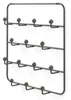 A black metal wall-mounted coat rack with 14 hooks, each tipped with a small brown ball. Produktbild-Vorschau
