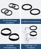 A collage of four images showing different types of siphon seals and a diagram of a siphon pipe with seals. Produktbild-Vorschau