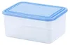 A clear plastic food storage container with a light blue lid, isolated on a white background. Náhľad obrázku produktu