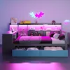 Flieks Schlafsofa Holzbett 90x200cm mit Led, Tagesbett Produktbild-Vorschau 2