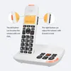 A cordless phone and its base are shown with callouts and text explaining features. Produktbild-Vorschau