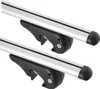 Two silver roof racks with black mounting brackets are shown against a white background. Náhled obrázku produktu