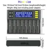 A diagram showing the dimensions of a battery charger, with a top-down view and a side view. Produktbild-Vorschau