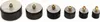 A set of six different-sized pipe plugs, arranged in a line from largest to smallest, against a white background. Produktbild-Vorschau