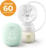A Philips Avent electric breast pump and bottle are displayed against a white background, with a promotional graphic in the upper left corner. Produktbild-Vorschau