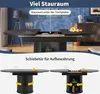 A split image showing a dining table with storage and its features. Náhľad obrázku produktu
