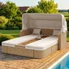 Polyrattan Sonneninsel 192x160cm mit klappbarem Sonnendach Produktbild-Vorschau 3