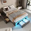 Rama łóżka Merax 90×200 cm z 2 szufladami i listwą LED, Podgląd zdjęcia produktu 1