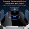 Close-up of a car phone holder with text overlay describing its features. Produktbild-Vorschau