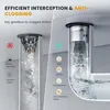 Comparison of two drain designs, one showing a clogged drain and the other an efficient one. Produktbild-Vorschau