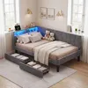 UnboxG gestoffeerd bed 90x200 cm, fluweel, met 2 lades, Productafbeelding-voorbeeld 9