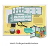 A flat lay of a forensic science experiment kit for children, showing various components and instructions. Produktbild-Vorschau