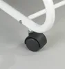 A close-up view of a white laundry cart's wheel and frame. Produktbild-Vorschau