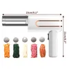 A hand-held electric spaghetti machine with various noodle attachments and samples of different colored noodles. Produktbild-Vorschau