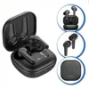 A collage of images showing black TWS in-ear headphones and their charging case. Produktbild-Vorschau
