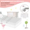 Illustration showing a baby crib attached to a parent's bed, with diagrams explaining features. Produktbild-Vorschau
