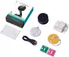 A collection of items, including a product box, a wireless charger, a USB cable, and accessories, laid out on a white background. Voir les images du produit