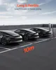 Three electric cars are parked and charging in a parking lot, with a charging cable extending from a charging station to one of the cars. The text "Long & Flexible" and "Long 10 m cable for flexible parking" is displayed at the top, and "10m" is displayed  Produktbild-Vorschau