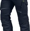 A close-up view of dark blue work pants with cargo pockets and reflective detailing. Produktbild-Vorschau