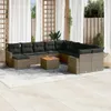 Design 12-tlg. Garten-Sofagarnitur mit Kissen Grau Poly Produktbild-Vorschau 1