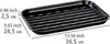 A black grill pan with dimensions indicated by text and lines. Produktbild-Vorschau