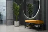 A modern entryway with a plant, a bench with shoes, and a large illuminated mirror. Náhľad obrázku produktu