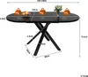 Esstisch Rund Ausziehbar 100-140 cm Marmor-Optik Weiß Produktbild-Vorschau 6