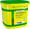 A yellow plastic bucket with a green lid and green bands, containing a waterproofing product. The bucket has text and logos printed on it. Produktbild-Vorschau