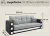 LIKMA Hellgrau Schwarz Ausziehbar 3 Sitzer Sofa Manila Produktbild-Vorschau 2