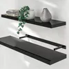 CASARIA® Wandregal Holz Schwarz Regal mit Halterung 15kg Produktbild-Vorschau 1