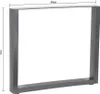 A gray metal table leg frame with dimensions indicated. Anteprima dell’immagine prodotto
