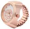 Fingerring-Uhr, rundes Zifferblatt, Rosen-Blumenmuster, Produktbild-Vorschau 1