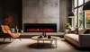 A modern living room with a fireplace, sofa, and coffee table. Náhľad obrázku produktu