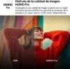 A split image showing a woman's face and upper body, with the left side labeled 'SDR' and the right side labeled 'HDR10 Pro', demonstrating image quality. Voir les images du produit