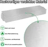 A stack of silver metal sheets with a close-up view of the texture and icons highlighting product features. Produktbild-Vorschau