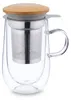 Relaxdays Teeglas, mit Edelstahl-Sieb, Bambusdeckel, Produktbild-Vorschau 9